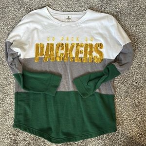 Color block Green Bay Packers over sized crew neck.  Size Medium